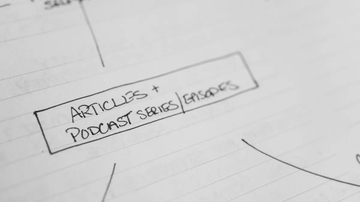 hand-drawn content outline on paper