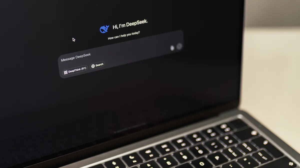 Best AI writing software for social media posts — MacBook with DeepSeek AI Interface Displayed